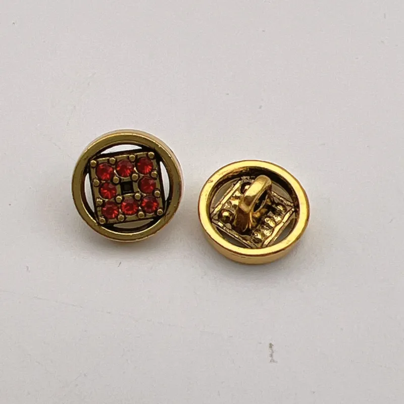 12.5mm Vintage Round Colored Diamond Metal Shirt Buttons 50pcs Red