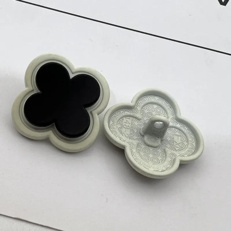 20/25mm 3D Flower Metal Coat Buttons with Painted Layers 12pcs Black