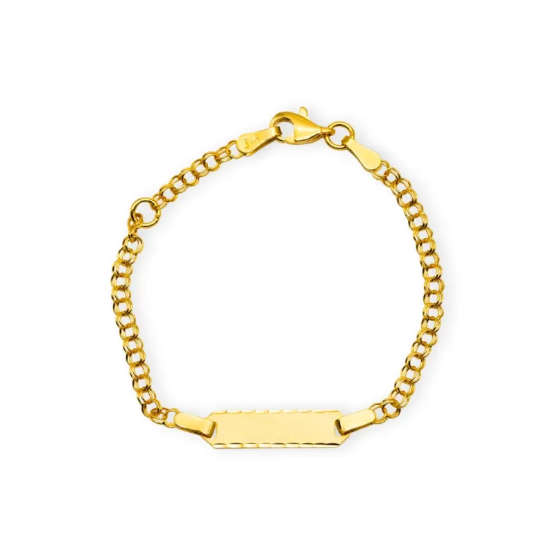 Baby Kinder Gelbgold ID-Bracelet mit Gratis Gravur, Länge: 14 cm - GB-498/18