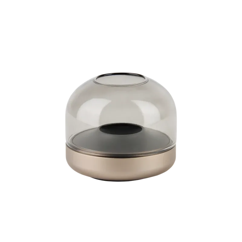 Windlicht aus Glas und Aluminium mit modernem Design und LED-Kerzen-Kompatibilität, Sepia – Glow 08 | Kooduu