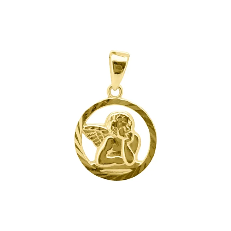 Baby Kinder Schutzengel Gelbgold Anhänger, 18/750 Karat - GA-269/18