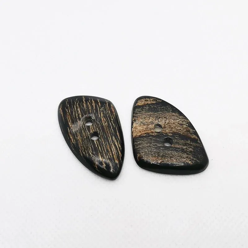 28mm Black Triangle Two-Hole Vintage Horn Coat Buttons