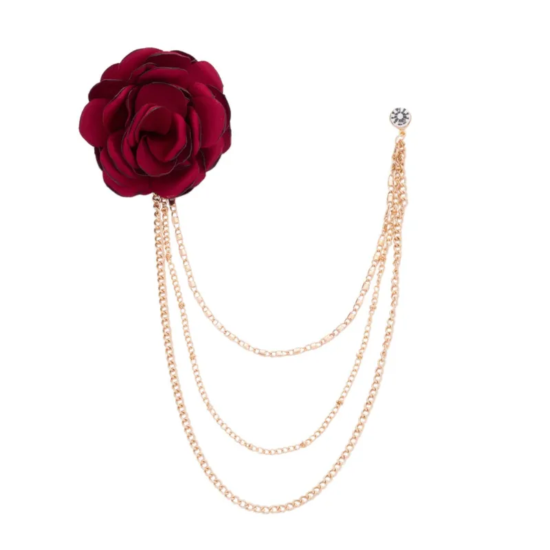 Luxurious Women's Fabric-Edged Flower Chain Brooch 2pcs