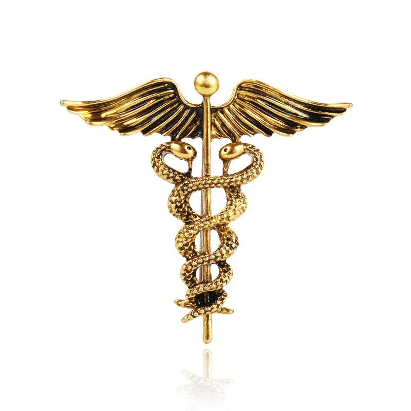Vintage Gold Silver Angel Wings and Snake Men's Brooch Pin 4pcs