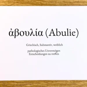 Postkarte "Abulie" Wortschatzkarte - Polly Paper - Umweltfreundliche Schreibwaren