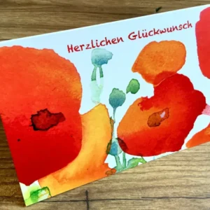 Briefkarte Mohn Herzlichen Glückwunsch