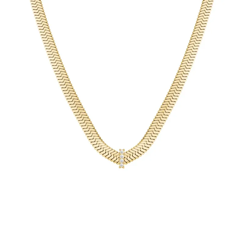 Rosefield Halskette Snake mit Kristallen Gold