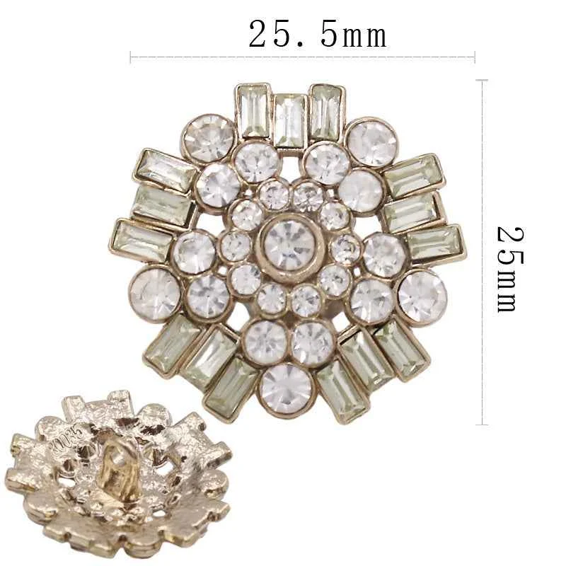 25.5x25mm Five-Pointed Star Rhinestone Shank Buttons 10pcs Gold