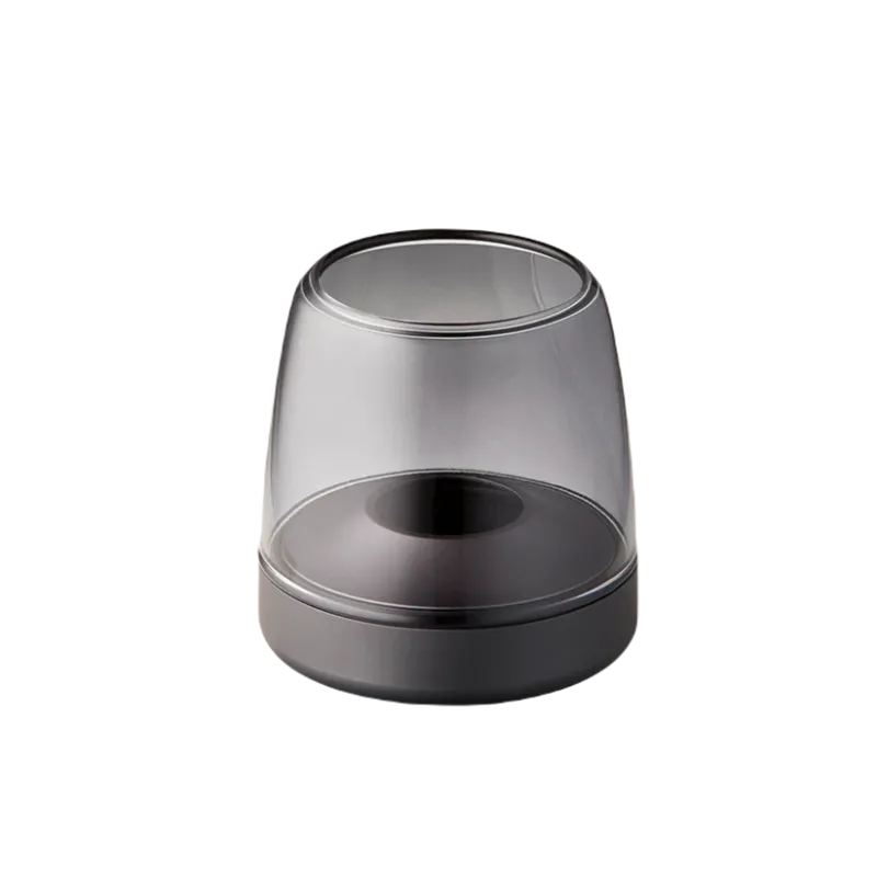 Windlicht aus Glas und Aluminium mit modernem Design und LED-Kerzen-Kompatibilität, Rauchgrau – Glow 10 | Kooduu