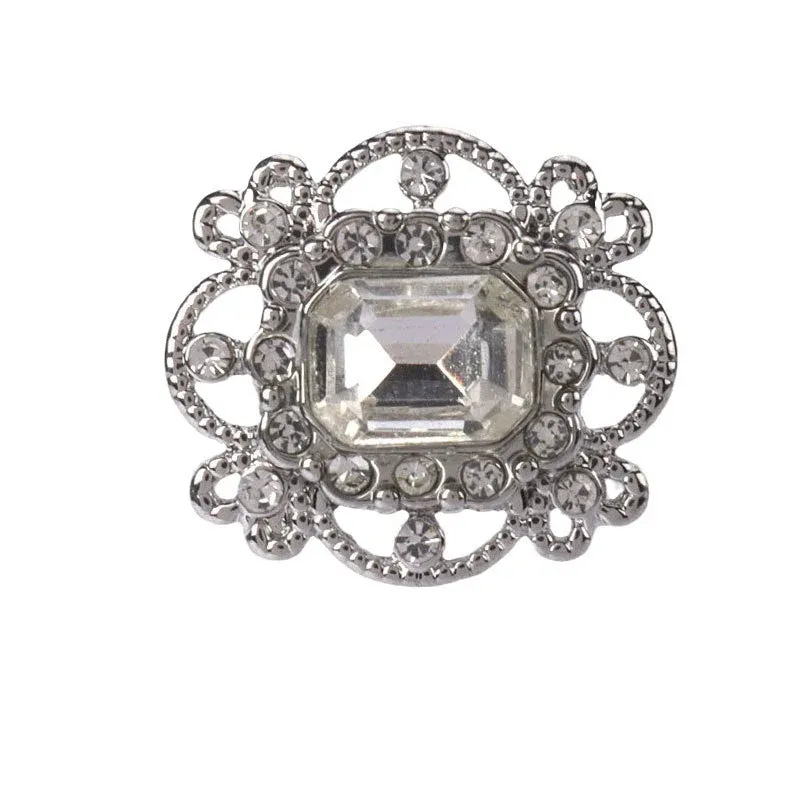 20mm Gold Silver Black Large Crystal Rhinestone Buttons for Sweater 4pcs Silver