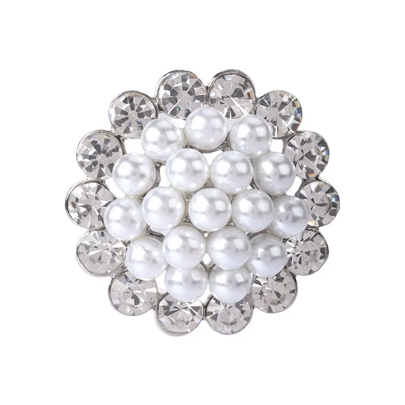 Metal Pearl Hollow Rhinestone Button for Women's Coats 4pcs