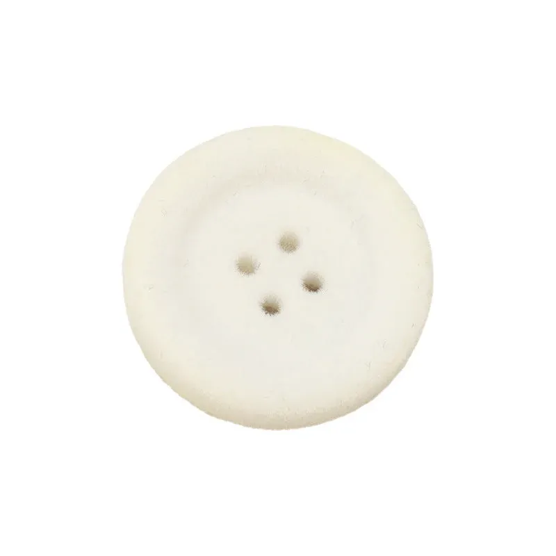 18/21/25mm Black White Thickened Round Resin Flocked Buttons 15 Pack White