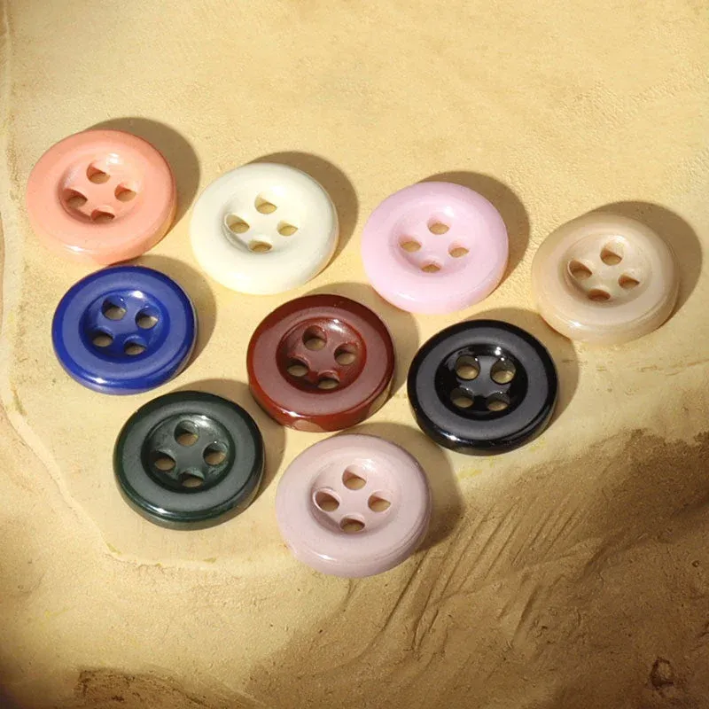 11mm Four Hole Ceramic Buttons for Men's and Women's Shirts 45 Pack