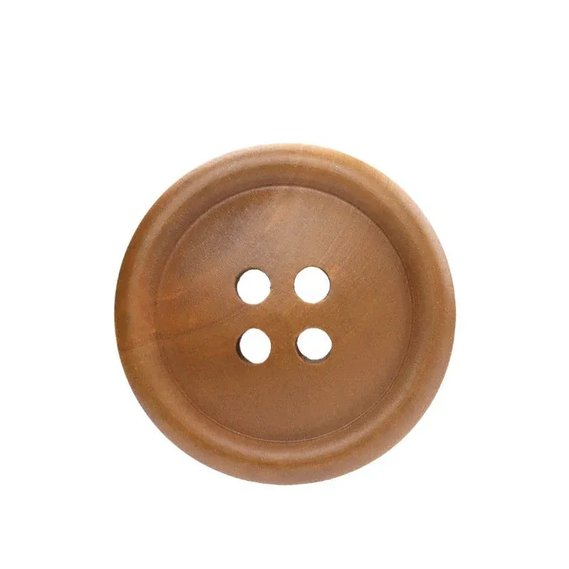 Round Fine Edged 4-Hole Dyed Poplar Wood Buttons for Vintage Shirts and Sweaters