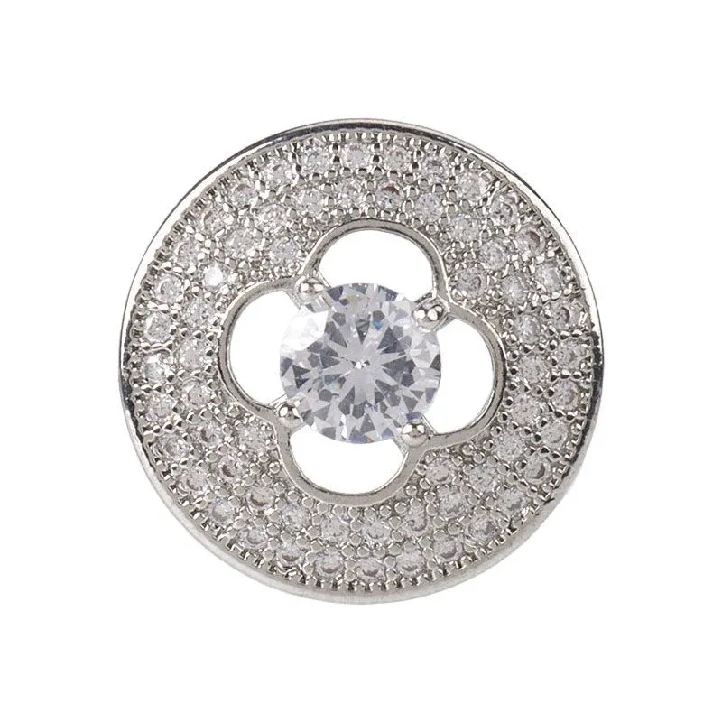 17mm Hollowed Four-Leaf Clover Zircon Decorative Buttons 2pcs