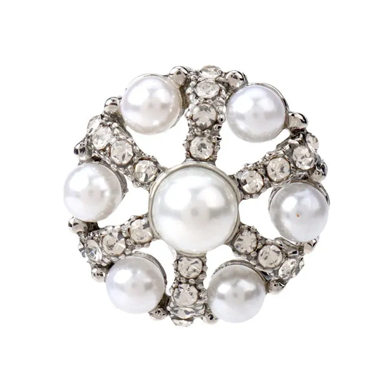 22mm Beret Pearl Rhinestone Decorative Button for Women's Sweater 6pcs