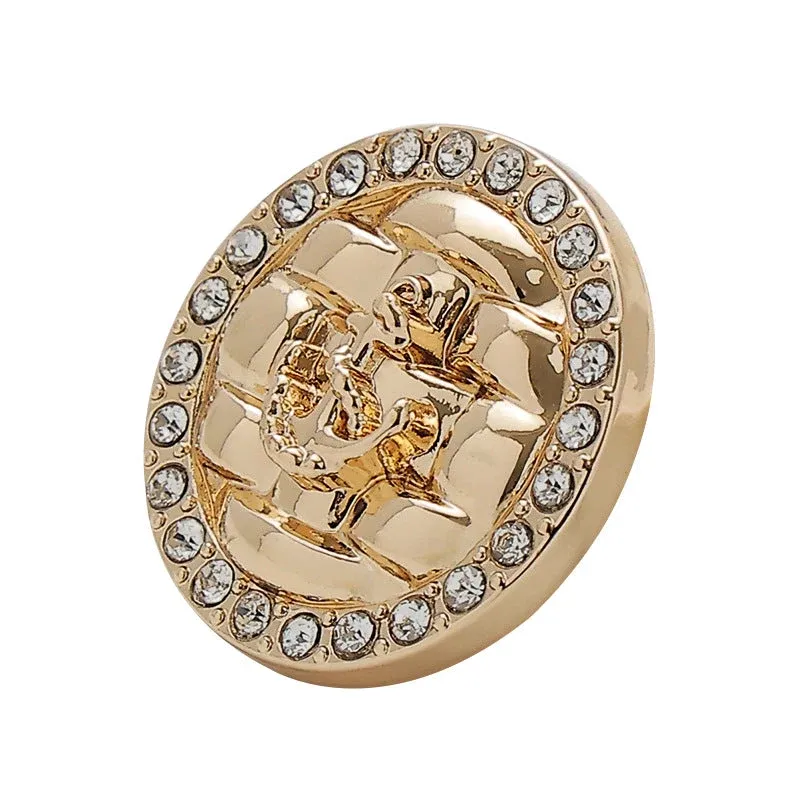 Diamond Anchor Woven Hand-Sewn Metal Button 5pcs Gold