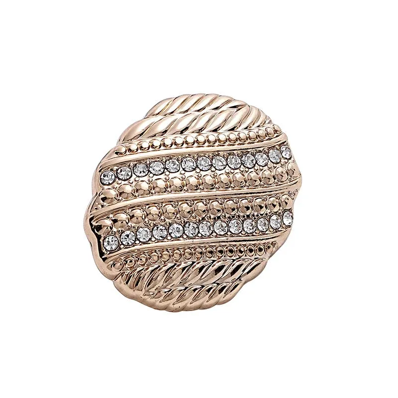18-23mm Fashion Oval Metal Button with Diamonds 10pcs Gold