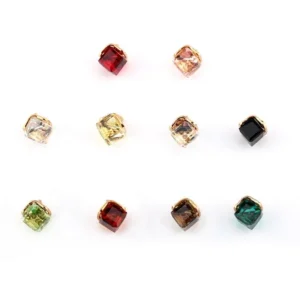 12mm Square Crystal Glass Decorative Mini Buttons 10pcs
