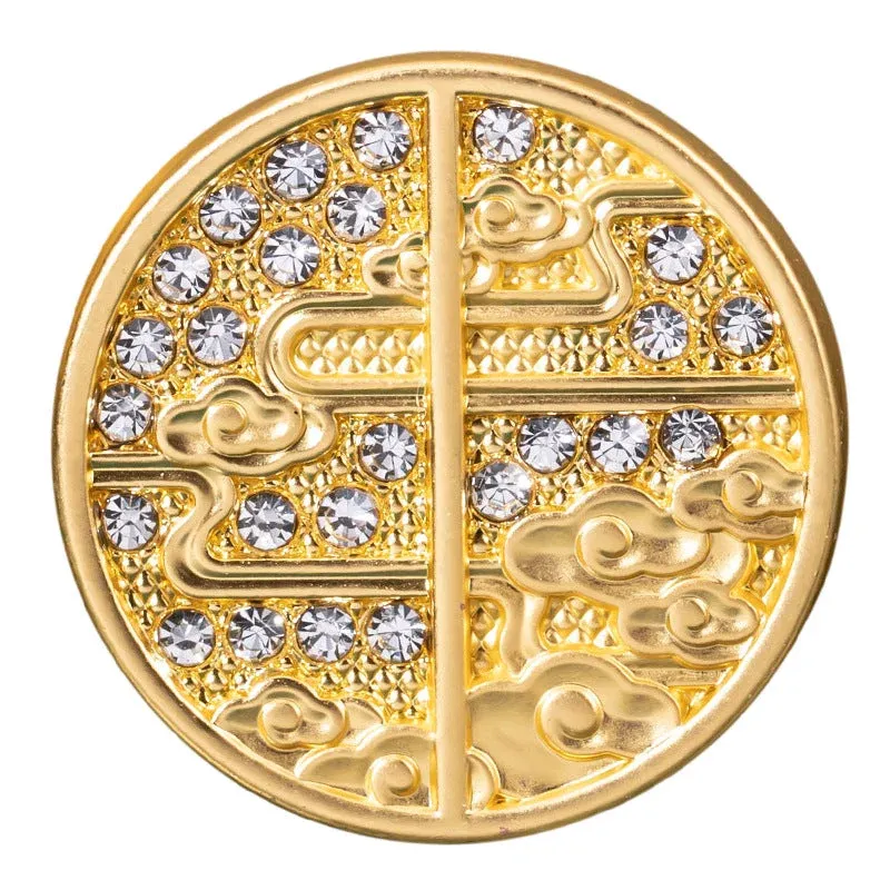 15-23mm Chinese Auspicious Cloud Rhinestone Metal Buttons 20pcs