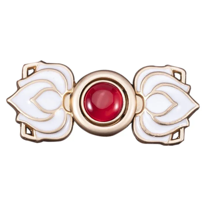 Chinese Cat's Eye Stone Lotus Hanfu Metal Frog Closure 8 Pack
