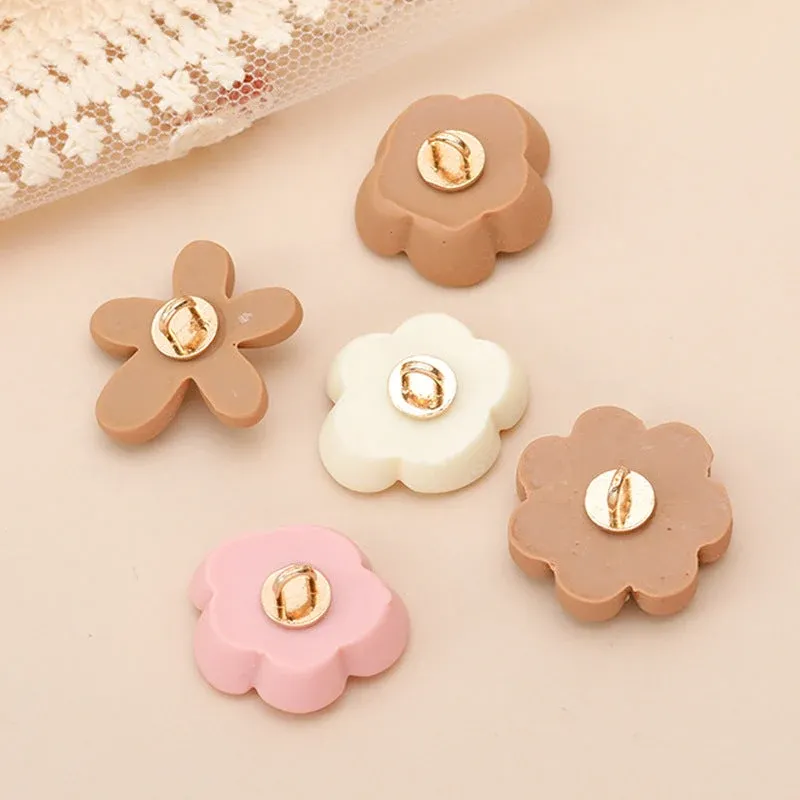 15 Style Colorful Flower Resin Buttons for Children's Sweaters 75 Pack