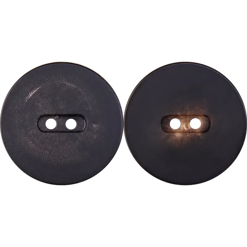 Black Dark Coffee Two-Eye Retro Horn Buttons 30 Pack (6 Sizes)