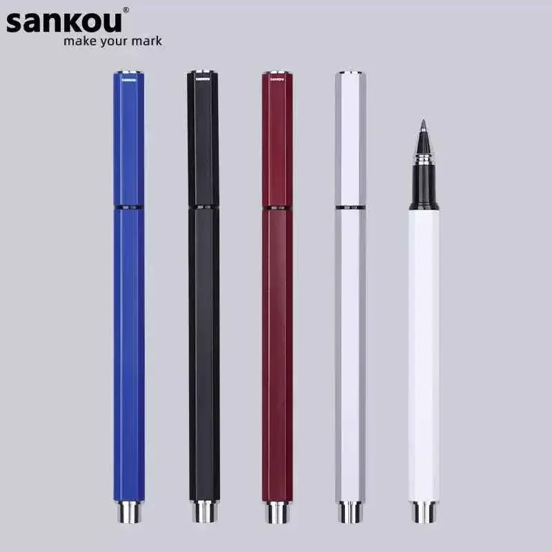 SANKOU JZ11 Four-Sided Metal Gel Pen – 0.5mm Black Ink,Cap Style