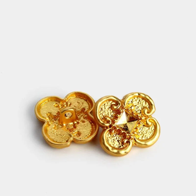 Vintage Enamel Four-Leaf Clover Metal Buttons, 20-Pack Gold