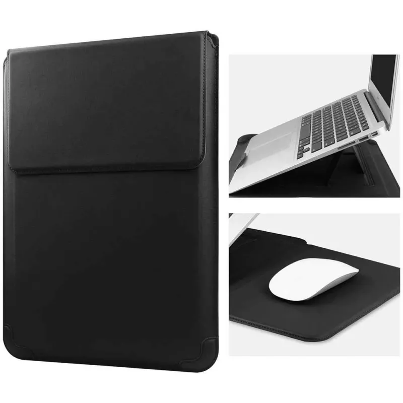 PU Leather Sleeve Case with Stand MacBook Air 13 14 inch Black