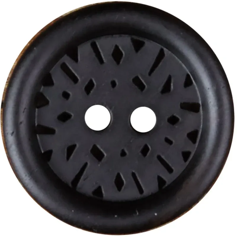 Black Sandalwood Laser-Engraved Round 2-Hole Buttons for Coats & Suits – Set of 20
