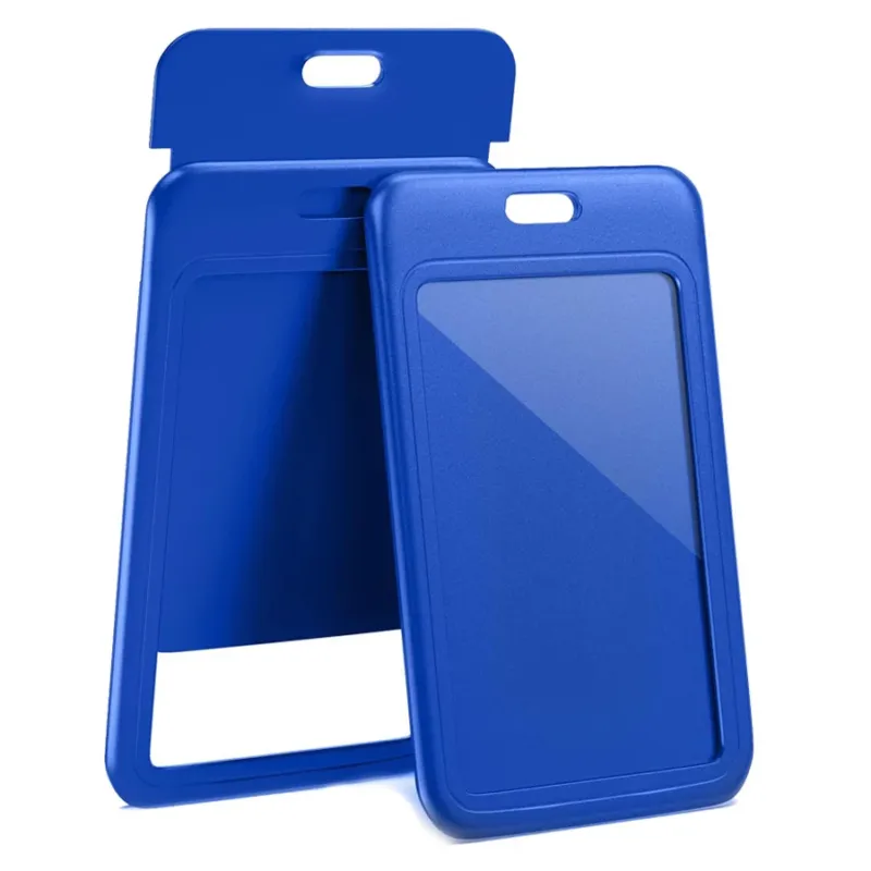 Macaron Color Slide ID Card Holder Set of 10 | ABS Plastic Push-Pull Badge Sleeve for Students — Blue, Pink, Black, White, Red, Purple Blue