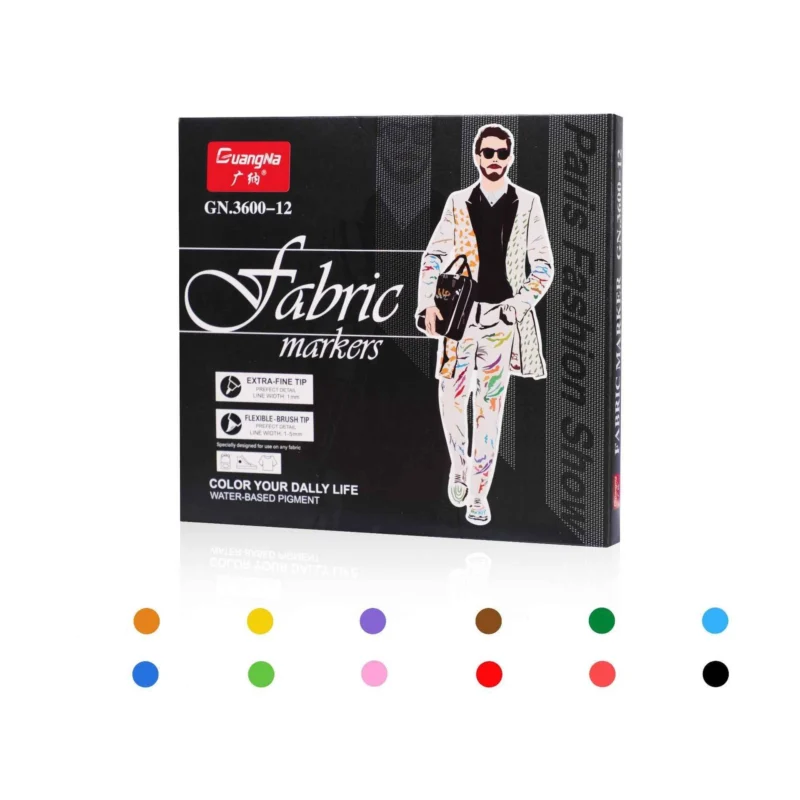 Guangna Fabric T-Shirt Marker Brush Fine Dual Tips 12 Color