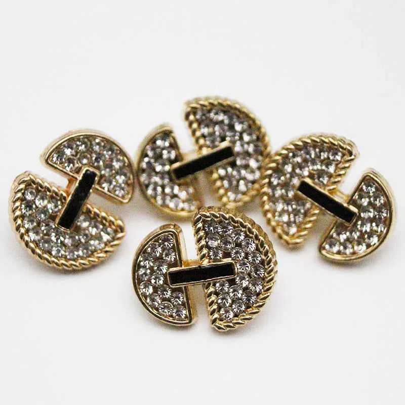 15mm Gold Umbrella-Shaped Shank Rhinestone Metal Buttons 20pcs