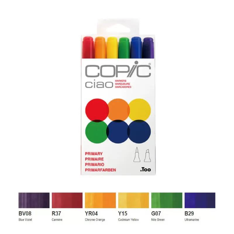 Copic Ciao,Alcohol-based Brush Markers,6 Color Primary