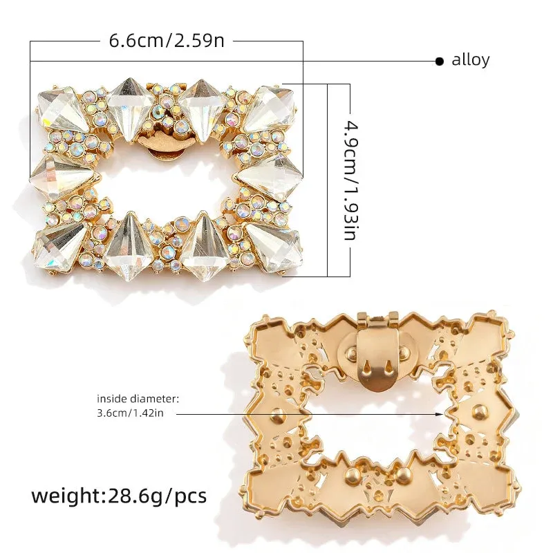 6.6x4.9cm Rhinestone Shoe Clips for High Heels Detachable,2-Pack Gold
