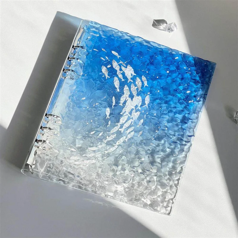 Acrylic Ocean Blue Gradient Card Binder – Loose-Leaf Photo Album for 3-Inch Cards, 40 Pages, 4 Pockets Per Page