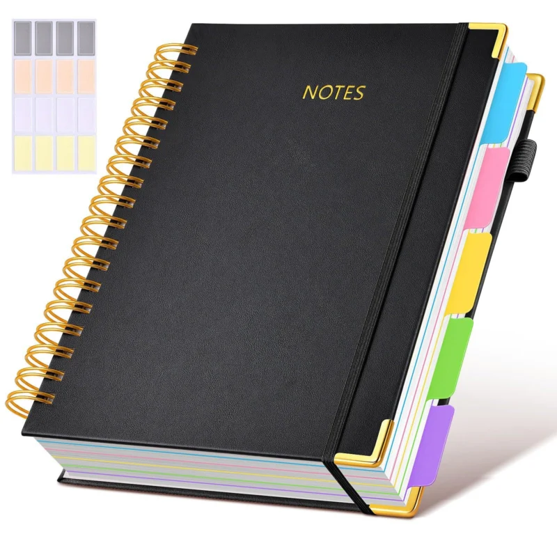 A5 Hardcover Spiral Notebook | 180 Sheets | 100gsm Paper | Waterproof PU Cover Black
