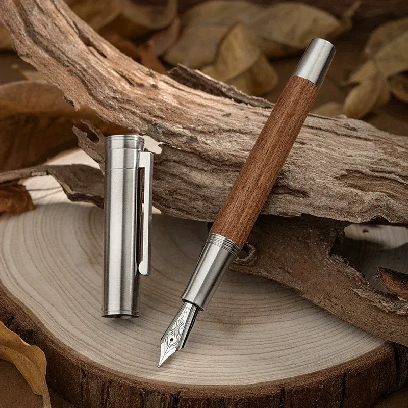HONGDIAN 1866S Natural Wood Fountain Pen | Flexible Soft Nib | Converter Included
