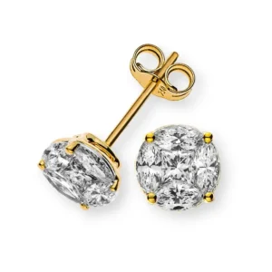 Ohrringe Gelbgold 750 mit Marquise und Princess Diamanten