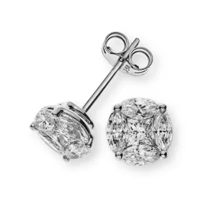 Ohrringe Weissgold 750 mit Marquise & Princess Diamanten