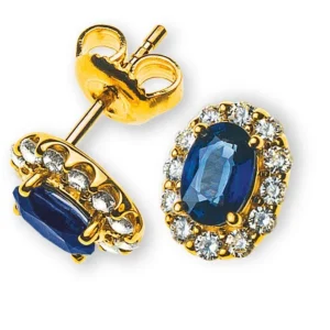 Ohrringe Gelbgold 750 mit Saphiren und Brillanten