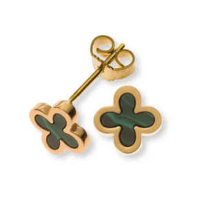 Ohrstecker 750 Gelbgold mit 2 Malachitkreuzen