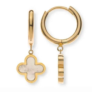 Kreolen Gelbgold 750 mit Perlmuttkreuzen 9mm