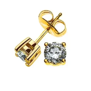 Solitär Ohrstecker Gelbgold 750 mit 4-Griff Fassung 0.75ct. Brillanten