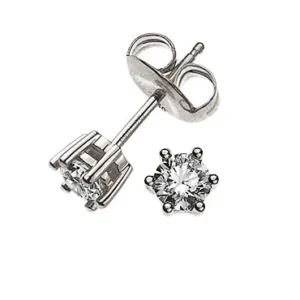 Solitär Ohrstecker 6-Griff Fassung Weissgold 750 0.20ct.