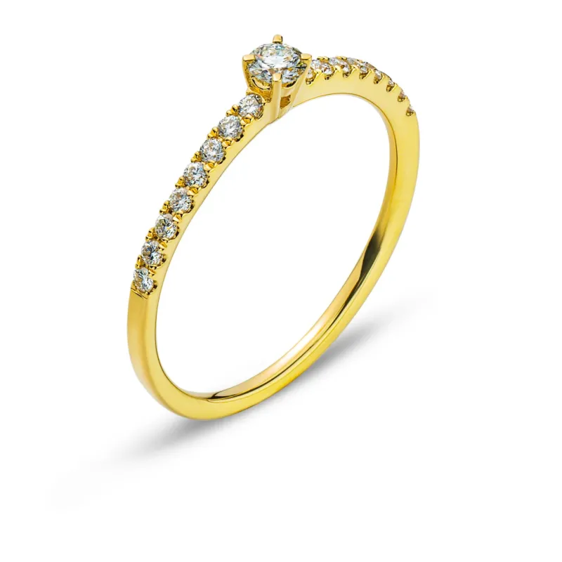 Ring Gelbgold 750 mit 16 Brillanten 0.15ct und 1 Brillant 0.10ct