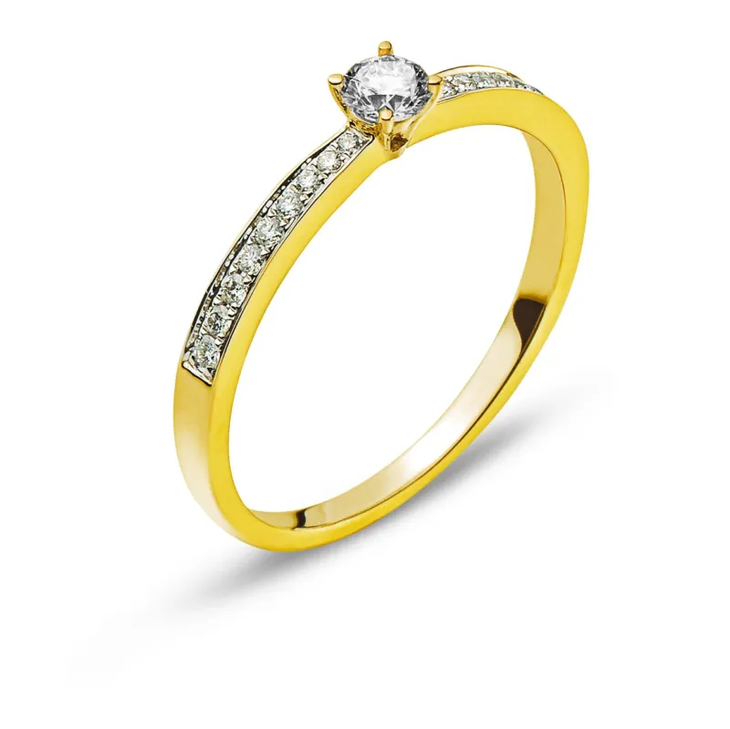 Ring Gelbgold 750 mit 18 Brillanten 0.10ct und 1 Brillant 0.15ct