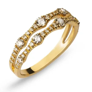 Ring Gelbgold 750 zweireihig offen mit 44 Brillanten 0,51 ct.