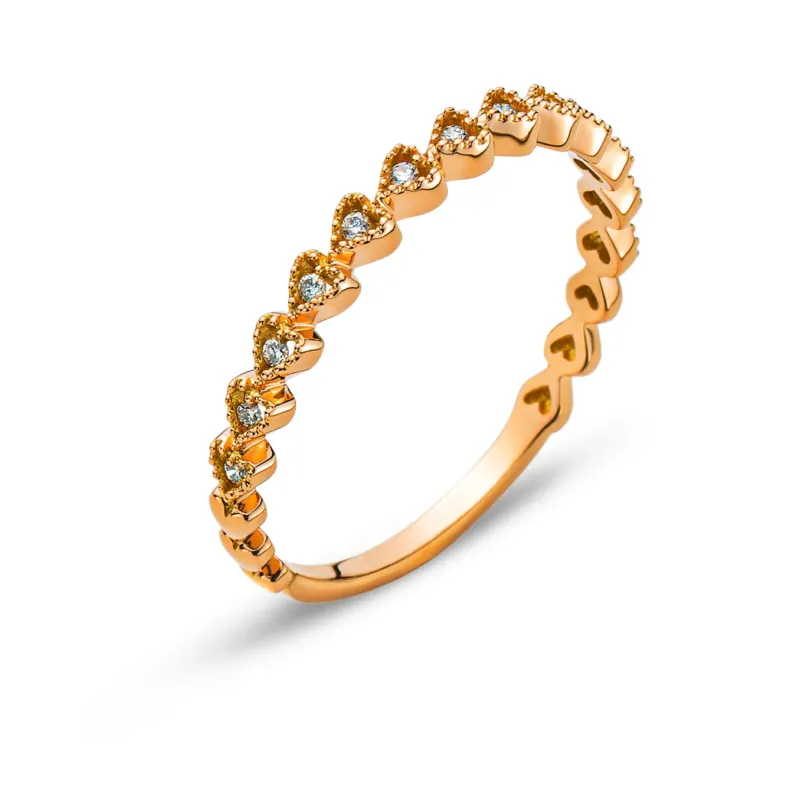 Ring Rotgold 750 Memoire Herzen mit 13 Brillanten